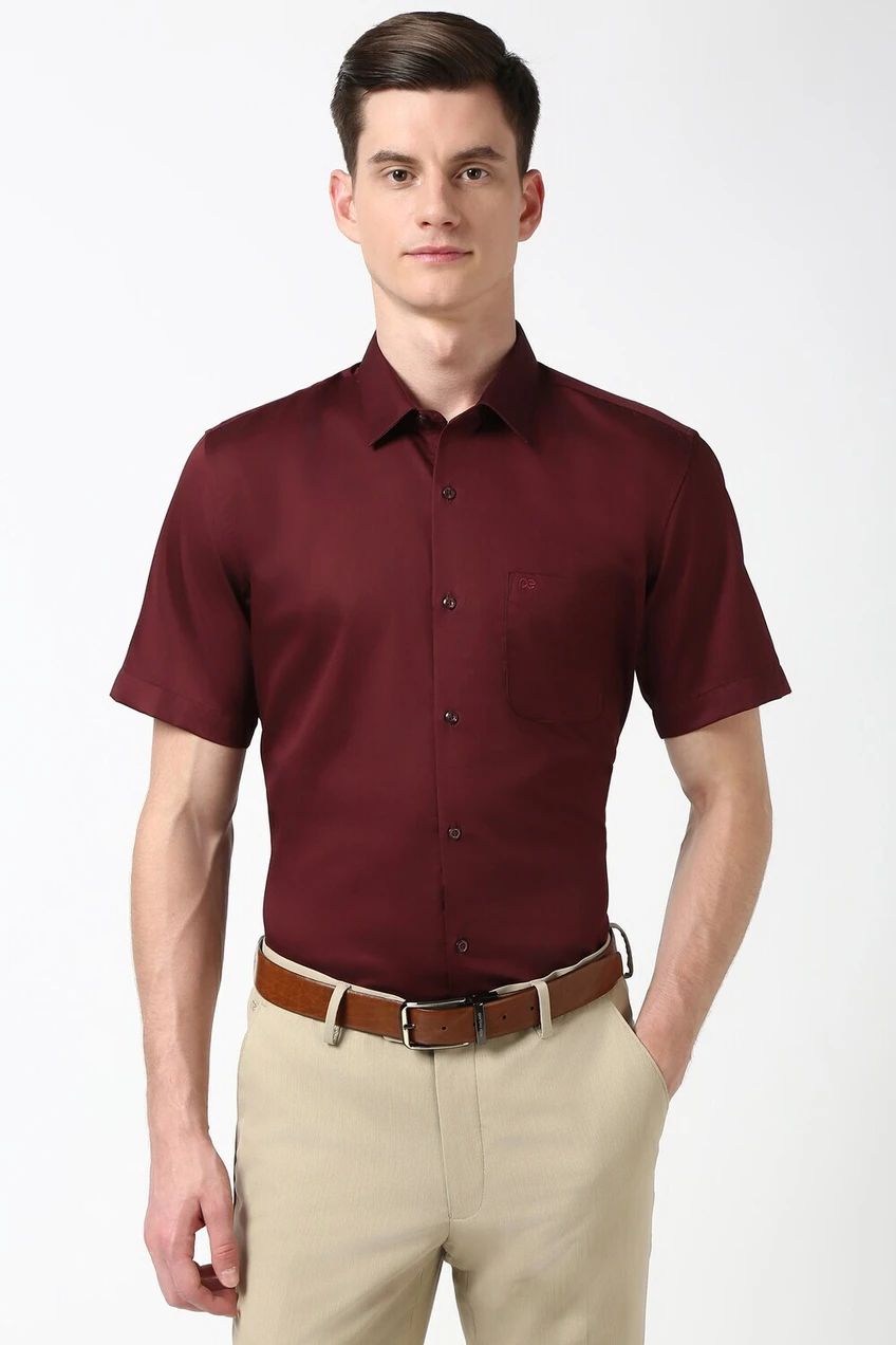 PETER ENGLAND Men Regular Fit Solid Spread Collar Formal Shirt(maroon,white,black,orange)