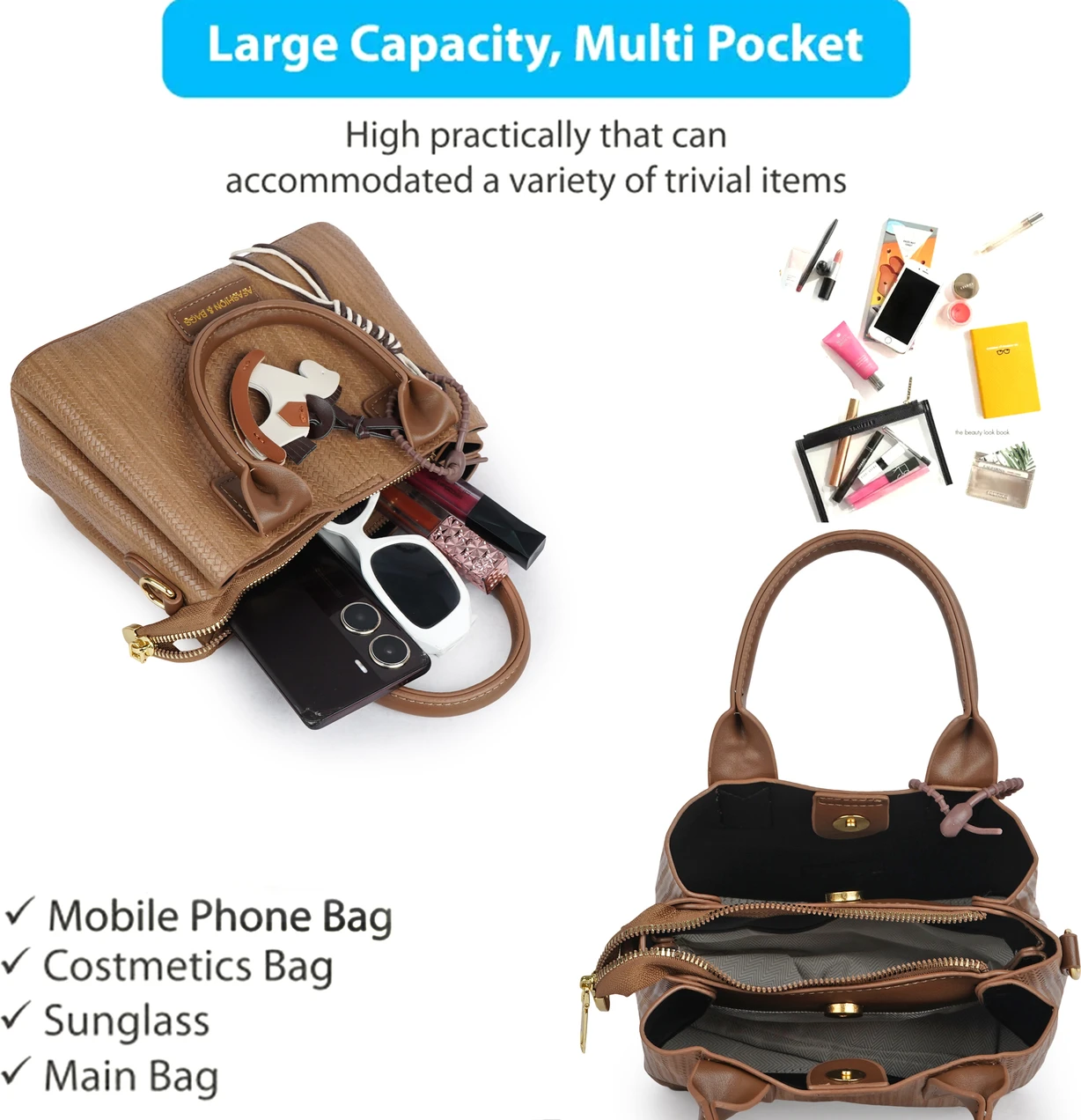 ALONZO Women Tan Handbag10 L