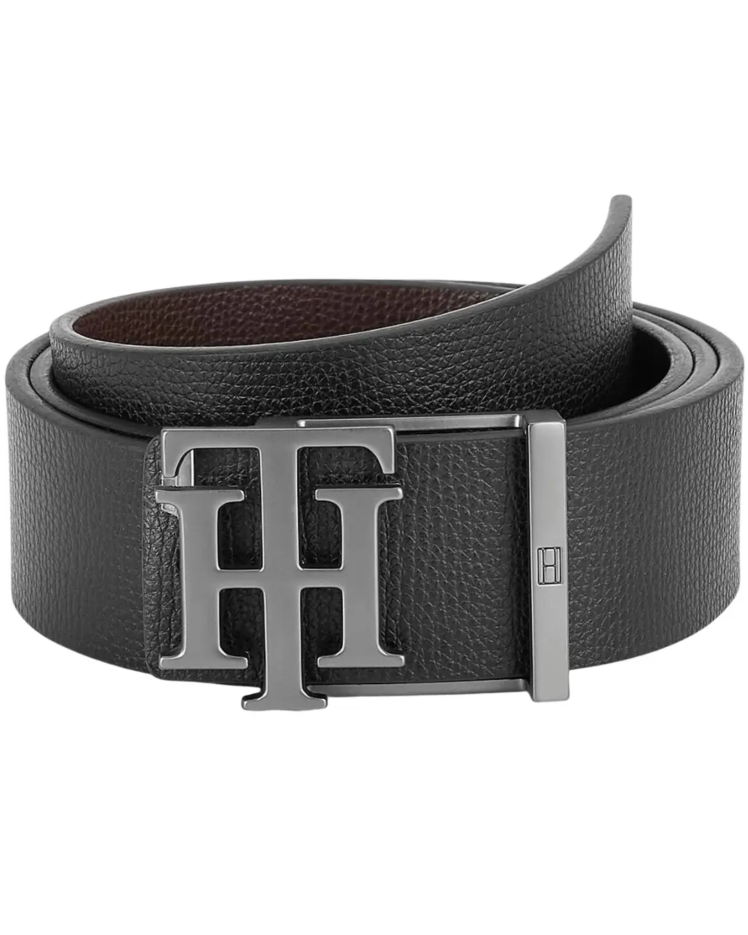 TOMMY HILFIGER Men Casual Black Genuine Leather Reversible Belt