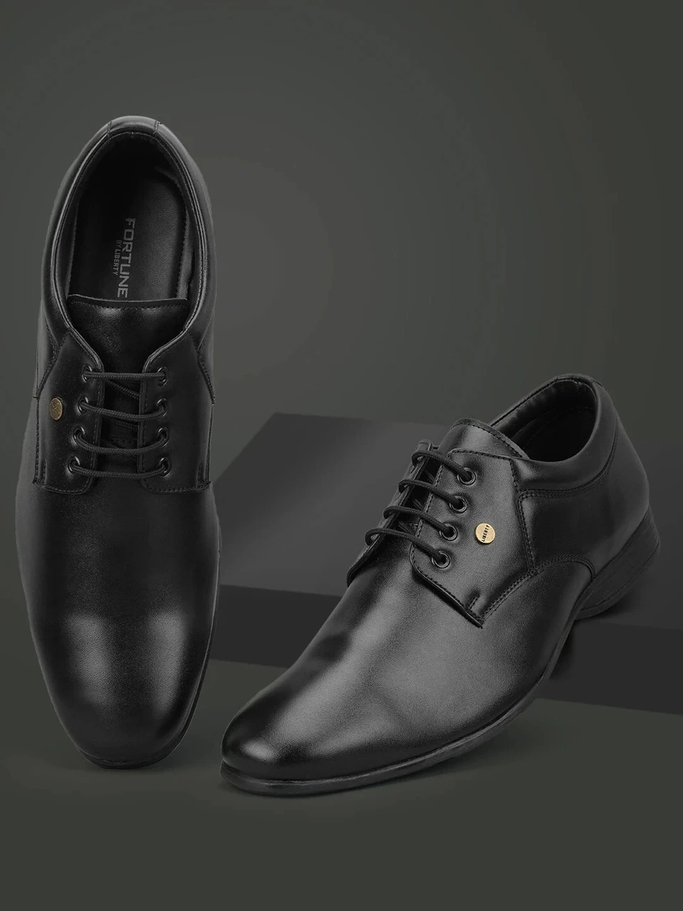LIBERTY Fortune ROBERT-2 Mens Lacing Formal Shoes | Comfortable & Durable Lace-Up Derby For Men (Black , 9)