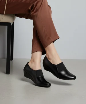 Longwalk Formal Office Platform Heel Wedges Slip On Casuals For Women (Black , 8)