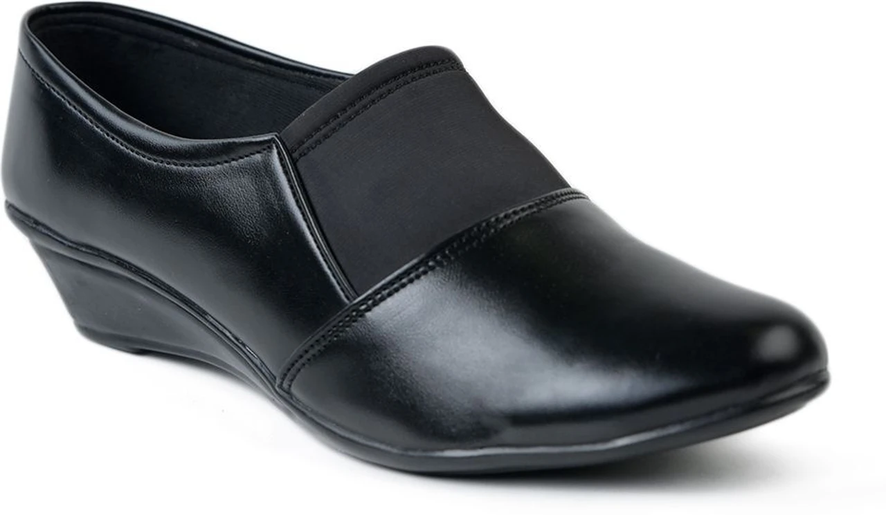 Longwalk Formal Office Platform Heel Wedges Slip On Casuals For Women (Black , 8)