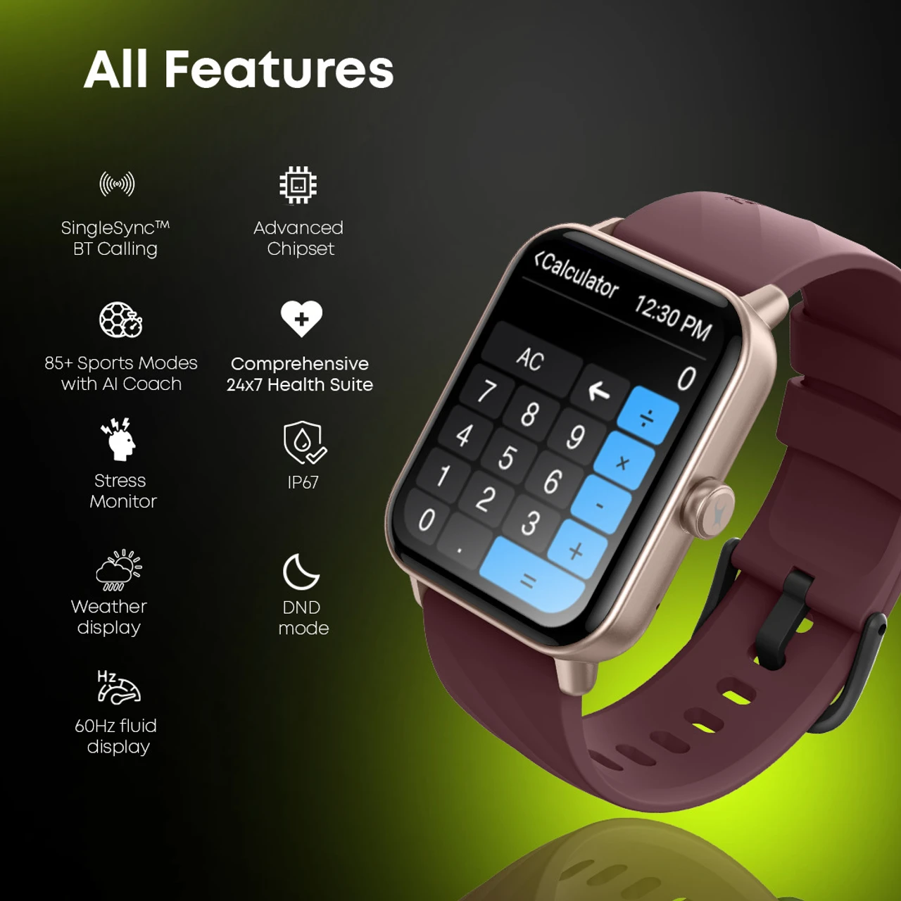 Fastrack Revoltt X-1.83'|Blazing Fast UI|Single Sync BT Calling|Calculator|In-built games Smartwatch (Black Strap, Free Size)