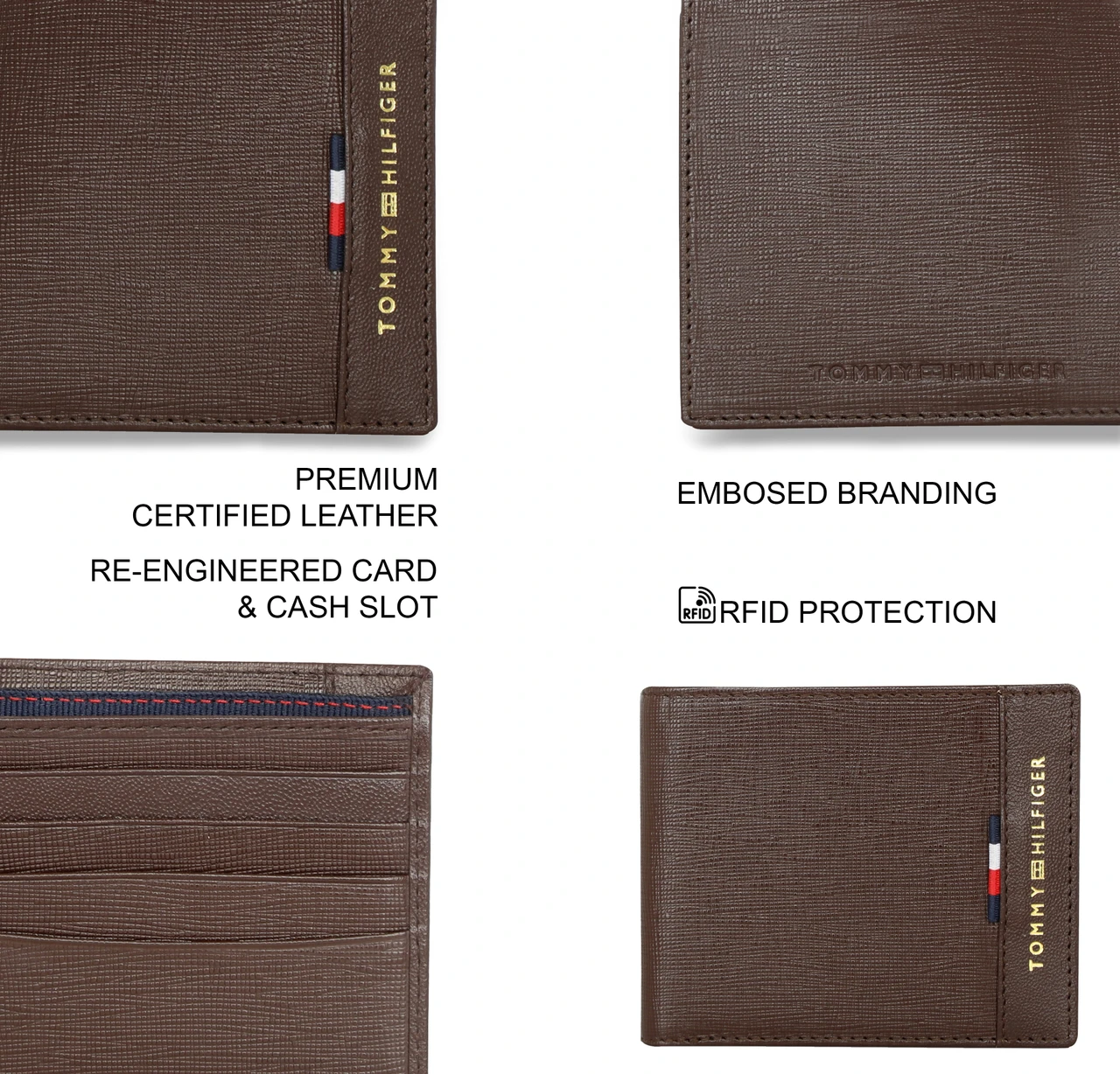 TOMMY HILFIGER Men Casual Brown Genuine Leather Wallet (4 Card Slots)