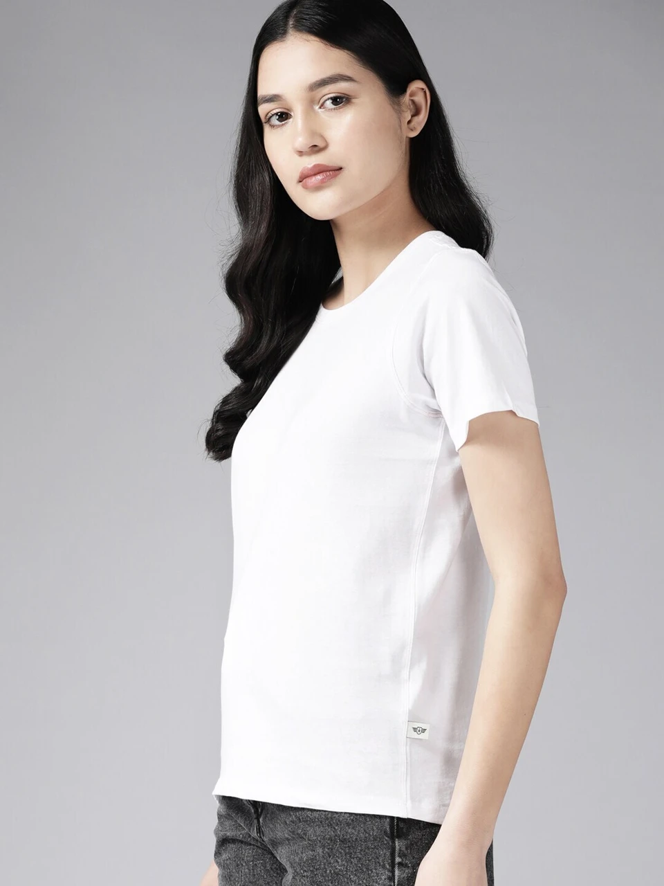 Roadster Women Solid Round Neck Pure Cotton White,Red,Black T-Shirt