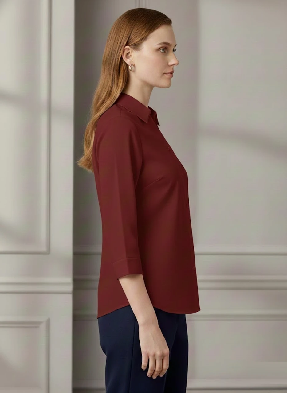 Monteiro Women Regular Fit Solid Button Down Collar Formal Shirts