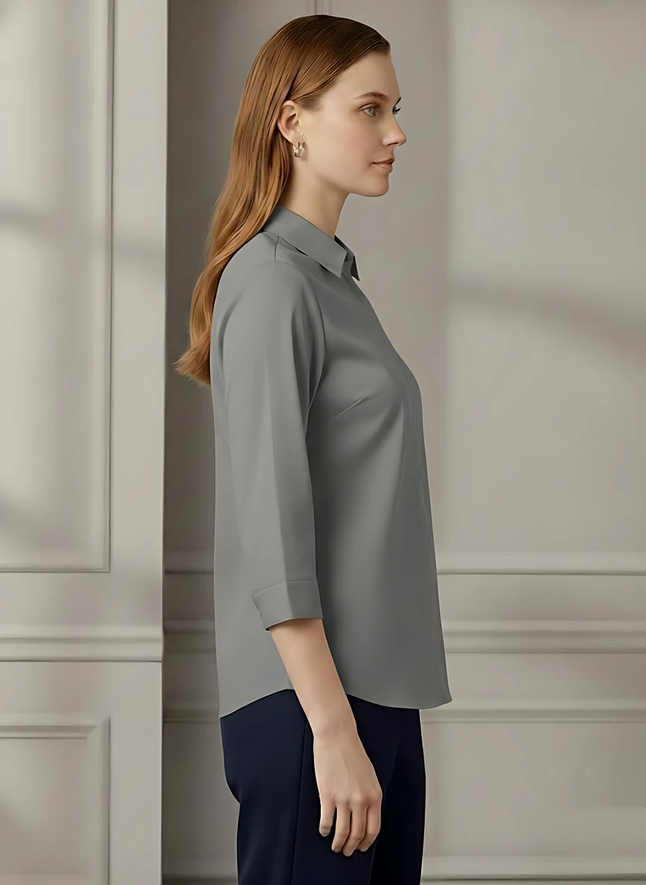 Monteiro Women Regular Fit Solid Button Down Collar Formal Shirts