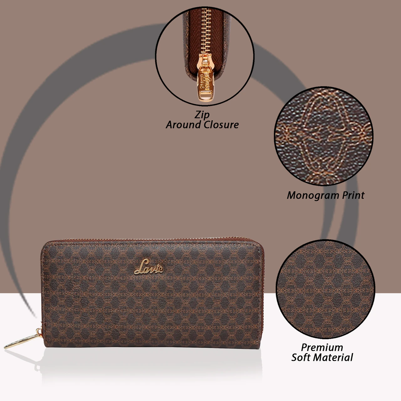 LAVIE Women Casual Brown Artificial Leather Wallet (4 Card Slots)