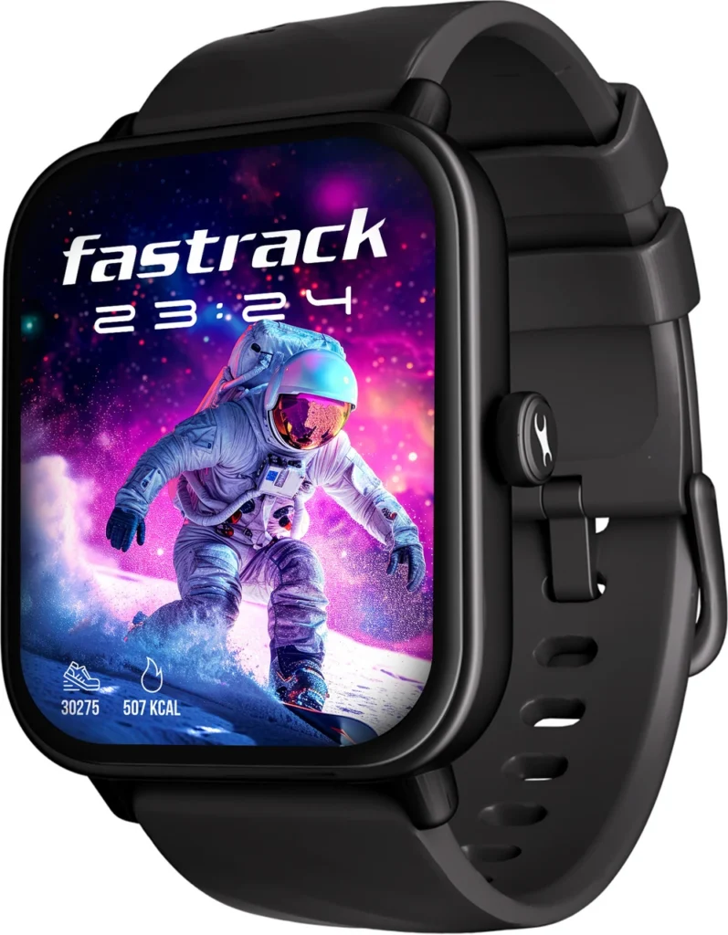 Fastrack Revoltt X-1.83’|Blazing Fast UI|Single Sync BT Calling|Calculator|In-built games Smartwatch (Black Strap, Free Size)