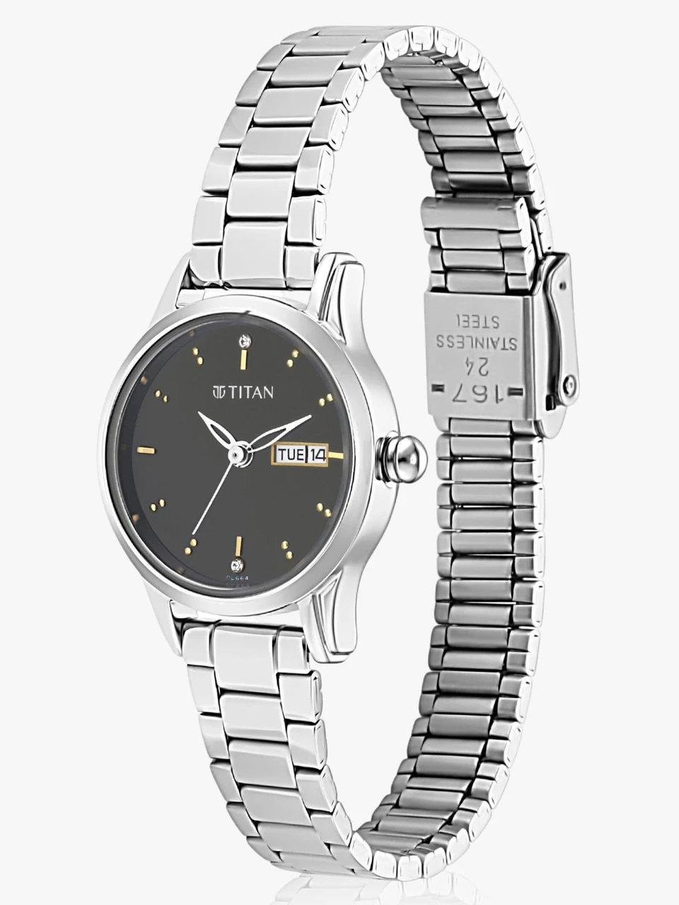Titan Multifunction Black Dial RoseGold & Black Acetate Strap Analog Watch - For Women