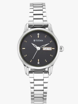 Titan Multifunction Black Dial RoseGold & Black Acetate Strap Analog Watch – For Women