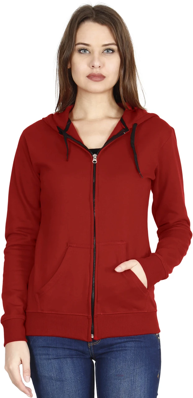 Fleximaa Women Full Sleeve Solid Hooded Sweatshirt Black,Red,Gray,Pink,
