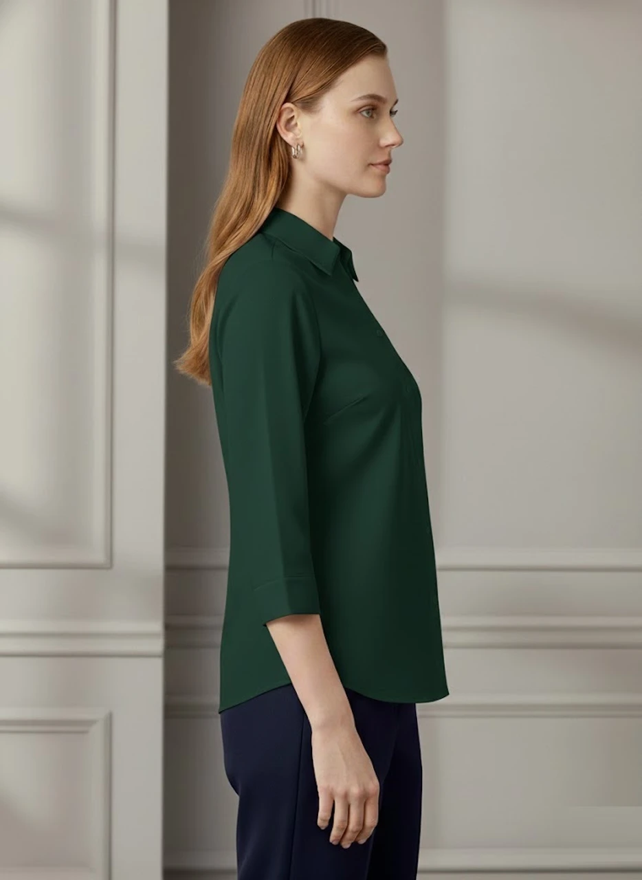 Monteiro Women Regular Fit Solid Button Down Collar Formal Shirts