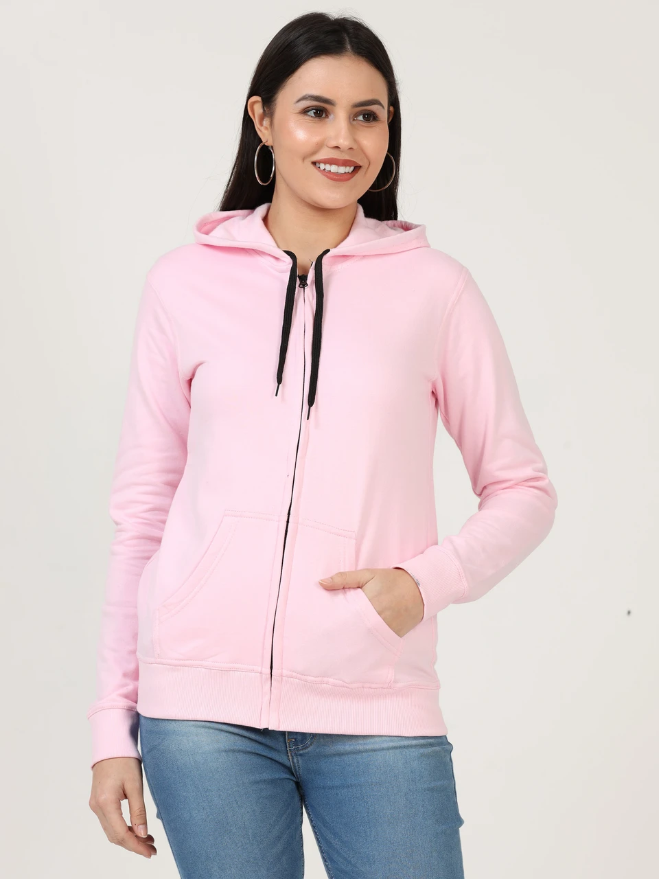 Fleximaa Women Full Sleeve Solid Hooded Sweatshirt Black,Red,Gray,Pink,
