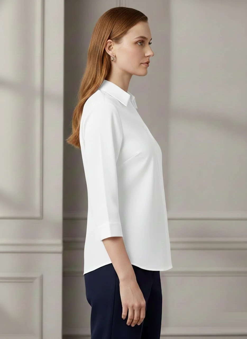 Monteiro Women Regular Fit Solid Button Down Collar Formal Shirts