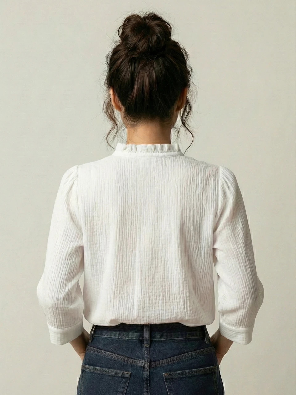 Soil Street Women Regular Fit Self Design Ruffle Collar Casual Shirt