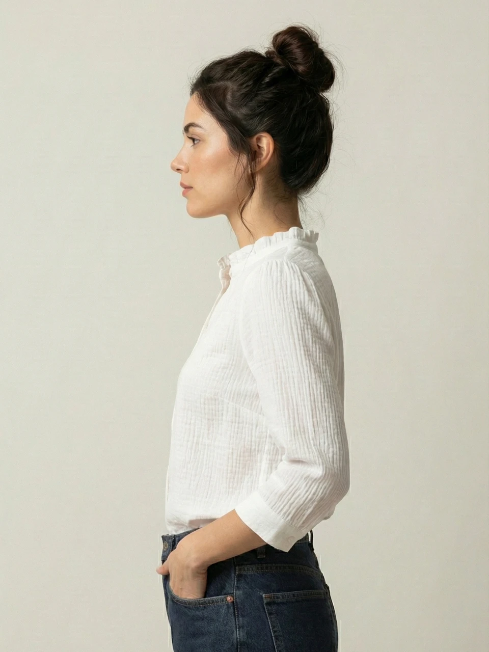 Soil Street Women Regular Fit Self Design Ruffle Collar Casual Shirt