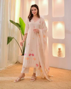 Drapixa Women Viscose Rayon Kurta Pant Dupatta Set